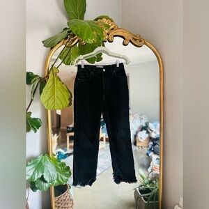 Free people tapered boyfriend black jeans size 25